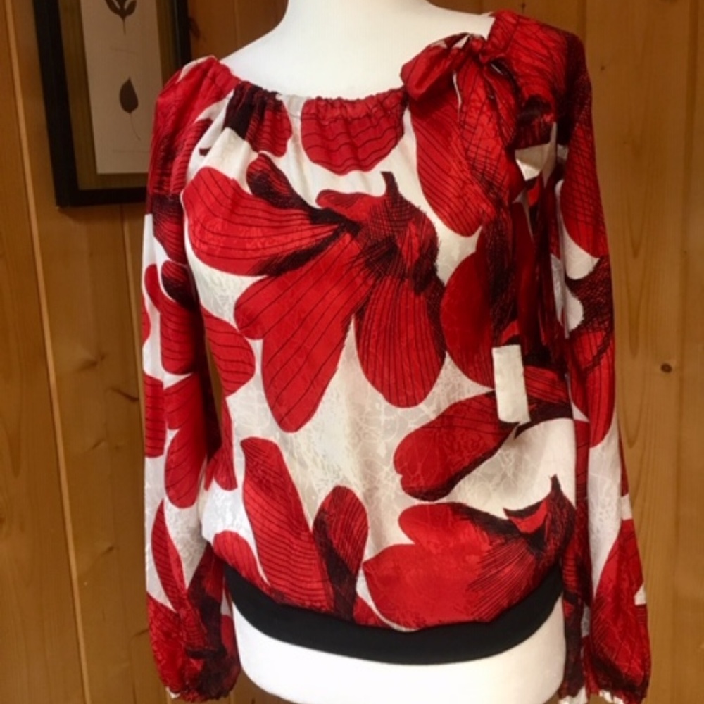 Anthropologie floral silk blouse